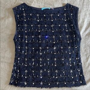 Alice + Olivia Black Embellished Blouse